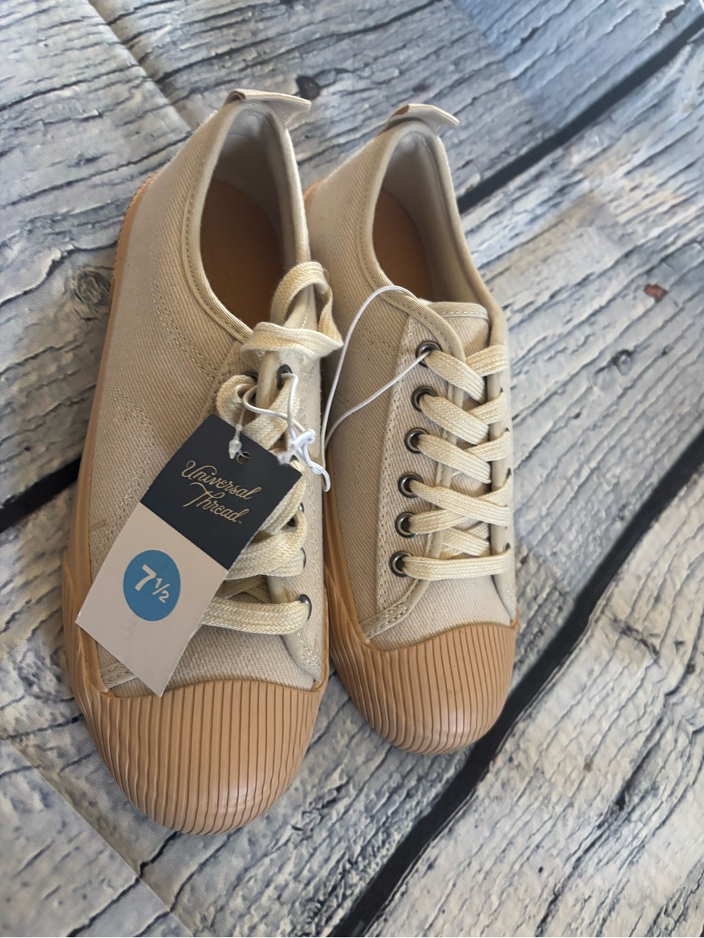 Universal Thread Neutral Canvas Sneakers with Tan Rubber Toe